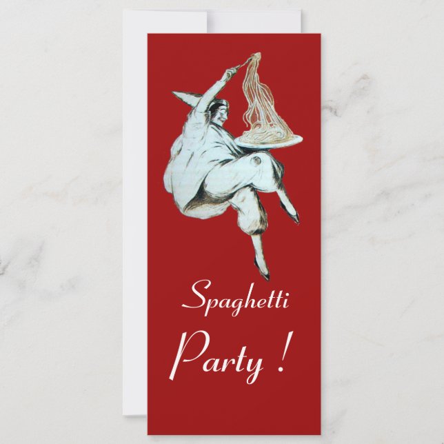 SPAGHETTI PARTY, ITALIAN KITCHEN dinner red green Invitation (Front)