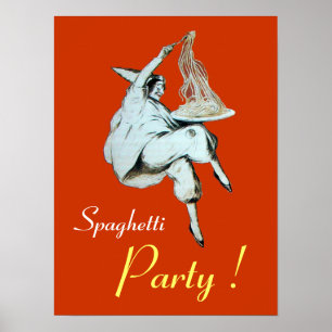 SPAGHETTI PARTY, ITALIAN KITCHEN ,orange Poster