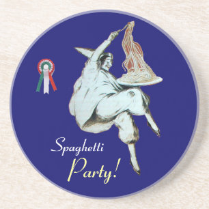 SPAGHETTI PARTY, ITALIAN KITCHEN ,red blue white Coaster
