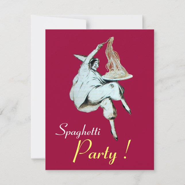 SPAGHETTI PARTY,ITALIAN KITCHEN red dinner, brunch Invitation (Front)