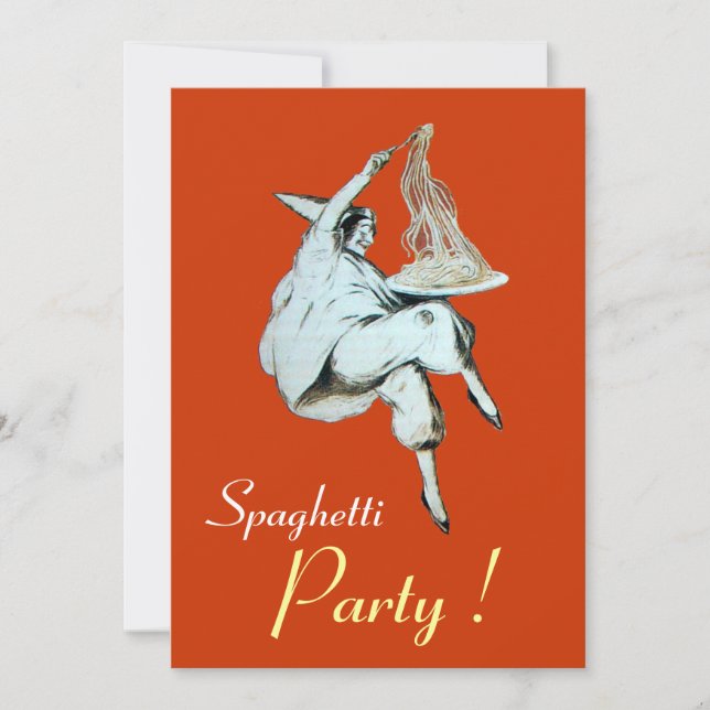 SPAGHETTI PARTY,ITALIAN KITCHEN red green dinner Invitation (Front)