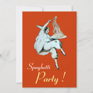 SPAGHETTI PARTY,ITALIAN KITCHEN red green dinner Invitation