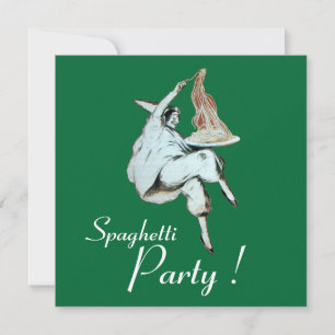 SPAGHETTI PARTY,ITALIAN KITCHEN red green dinner Invitation