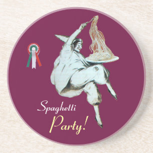 SPAGHETTI PARTY, ITALIAN KITCHEN ,red green white Coaster