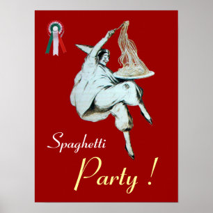 SPAGHETTI PARTY, ITALIAN KITCHEN ,red green white Poster