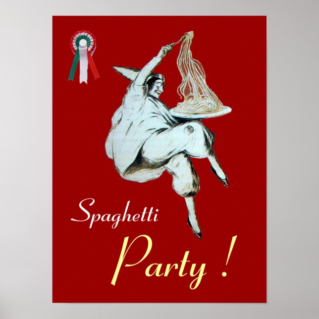 SPAGHETTI PARTY, ITALIAN KITCHEN ,red green white Poster (Front)