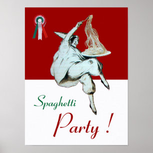 SPAGHETTI PARTY, ITALIAN KITCHEN ,red green white Poster
