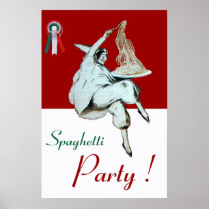 SPAGHETTI PARTY, ITALIAN KITCHEN ,red green white Poster