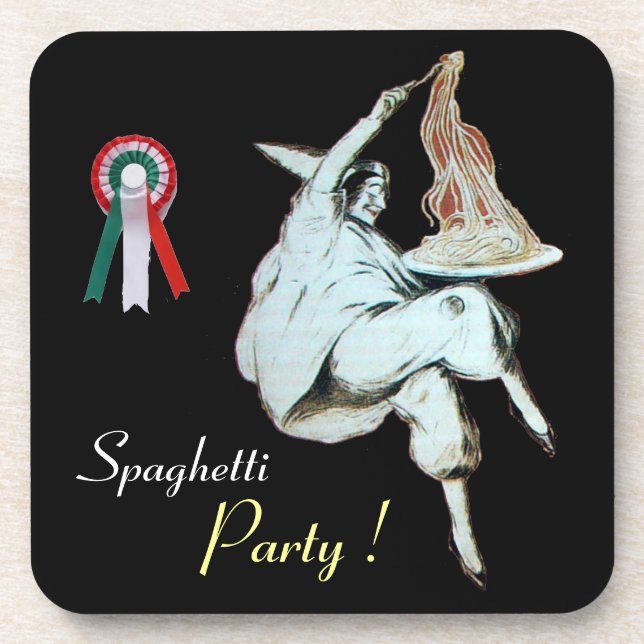 SPAGHETTI PARTY ITALIAN KITCHEN, RESTAURANT,black Coaster (Front)