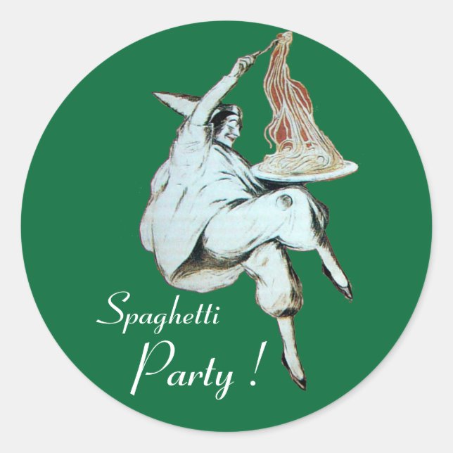 SPAGHETTI PARTY ITALIAN KITCHEN, RESTAURANT green Classic Round Sticker (Front)