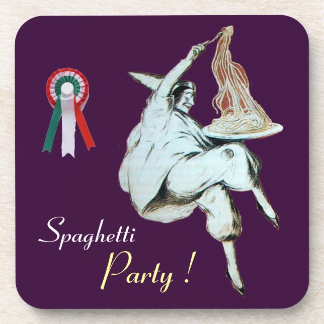 SPAGHETTI PARTY ITALIAN KITCHEN, RESTAURANT,purple Coaster (Front)