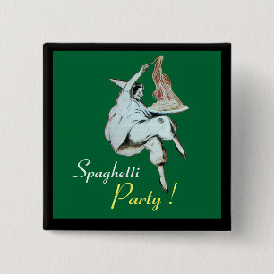 SPAGHETTI PARTY ITALIAN KITCHEN, RESTAURANT red 2 Inch Square Button