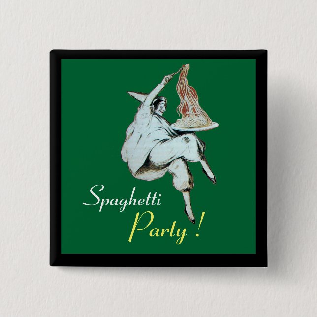 SPAGHETTI PARTY ITALIAN KITCHEN, RESTAURANT red 2 Inch Square Button (Front)