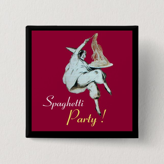 SPAGHETTI PARTY ITALIAN KITCHEN, RESTAURANT red 2 Inch Square Button (Front)