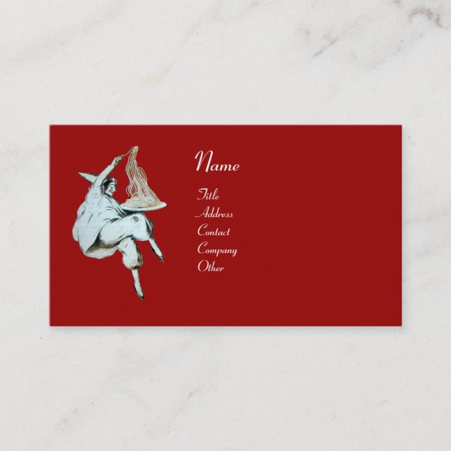 SPAGHETTI PARTY ITALIAN KITCHEN, RESTAURANT red Business Card (Front)