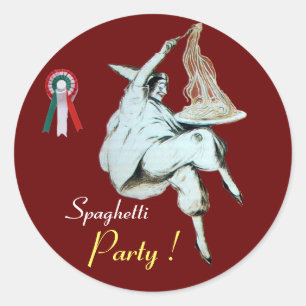 SPAGHETTI PARTY ITALIAN KITCHEN, RESTAURANT red Classic Round Sticker