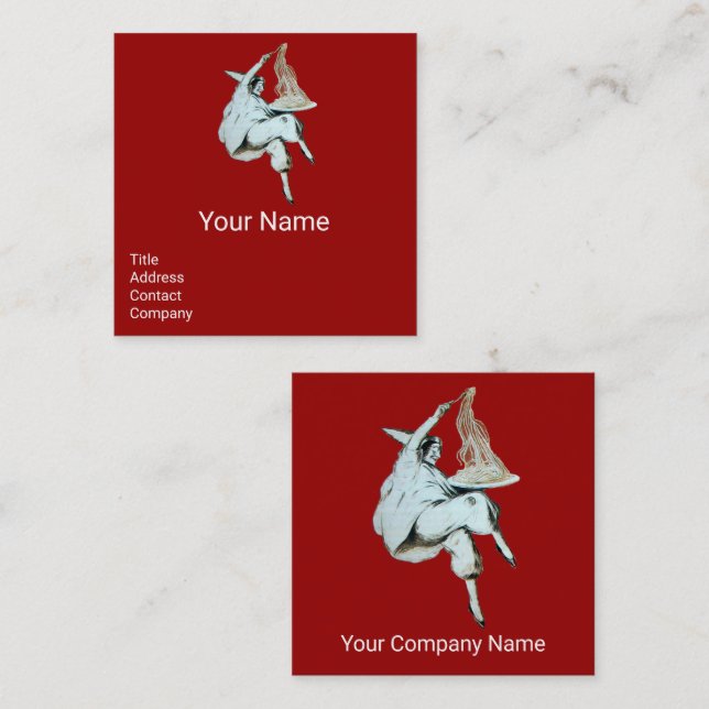 SPAGHETTI PARTY ITALIAN KITCHEN, RESTAURANT Red Square Business Card (Front/Back)