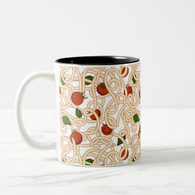Spaghetti pasta Italian food with tomato Two-Tone Coffee Mug (Left)