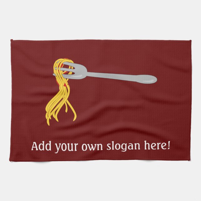 Spaghetti Pasta on Fork Design Kitchen Towel (Horizontal)