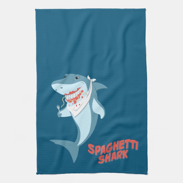 Spaghetti Shark Kitchen Towel (Vertical)