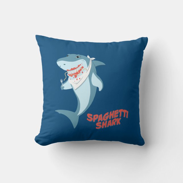 Spaghetti Shark Throw Pillow (Front)
