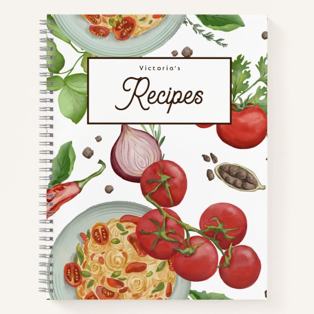 Spaghetti Theme Customizable Recipe Book (Front)