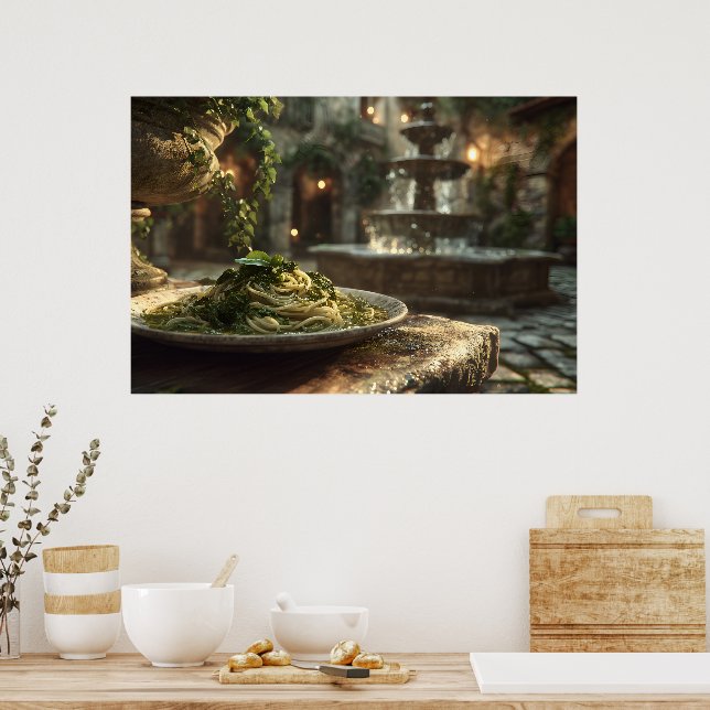 Spaghetti with Broccoli Rabe Poster (Kitchen)