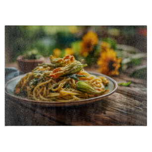 Spaghetti with Zucchini Blossoms Cutting Board