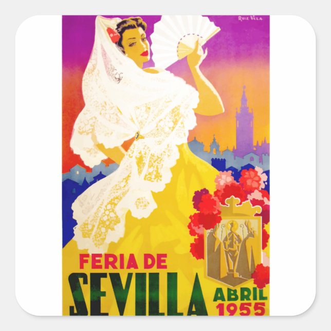 Spain 1955 Seville April Fair Poster Square Sticker (Front)
