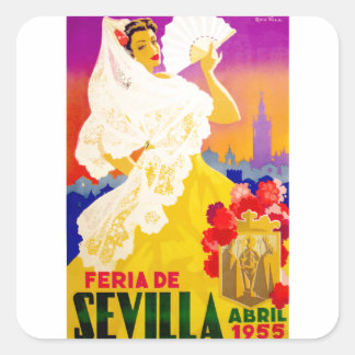 Spain 1955 Seville April Fair Poster Square Sticker