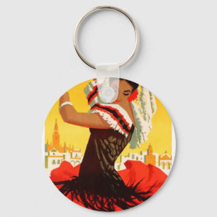 Spain 1959 Seville April Fair Poster Keychain