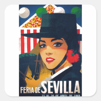 Spain 1969 Seville April Fair Poster Square Sticker