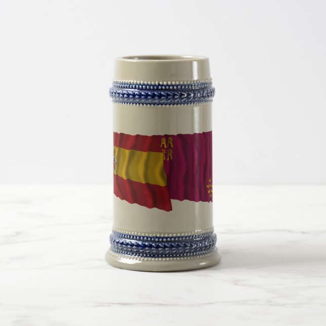 Spain and Murcia waving flags Beer Stein (Center)