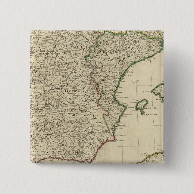 Spain and Portugal 2 Inch Square Button (Front)