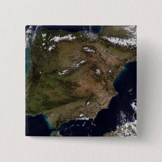 Spain and Portugal 2 Inch Square Button (Front)