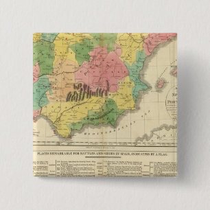 Spain and Portugal Chronology Map 2 Inch Square Button