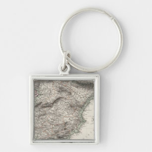 Spain and Portugal Map by Stieler Keychain