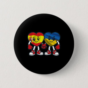 Spain And Ukraine Hearts Friendship 2 Inch Round Button