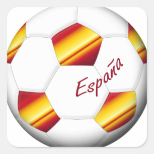 SPAIN Ball of Soccer colors of Spanish flag Square Sticker