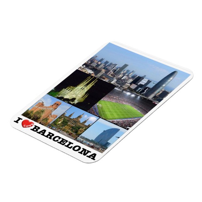 Spain - Barcelona - I Love - Magnet (Left Side)