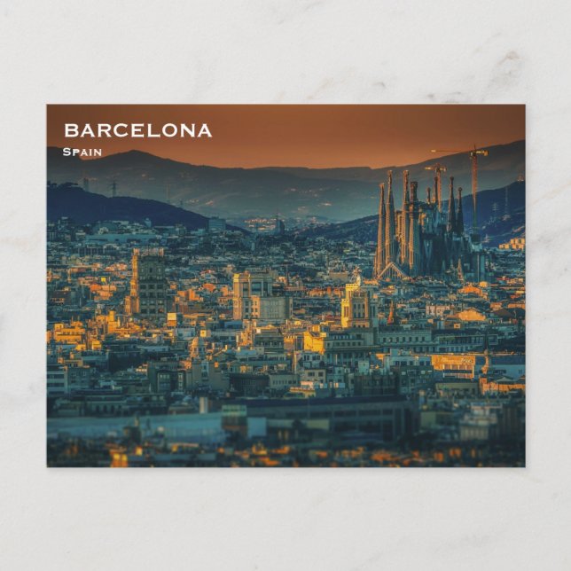 Spain Barcelona Vintage Travel Tourism Add Postcar Postcard (Front)