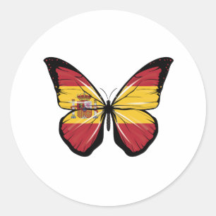 Spain Butterfly Flag Classic Round Sticker