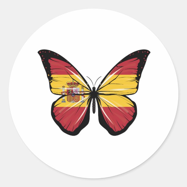 Spain Butterfly Flag Classic Round Sticker (Front)