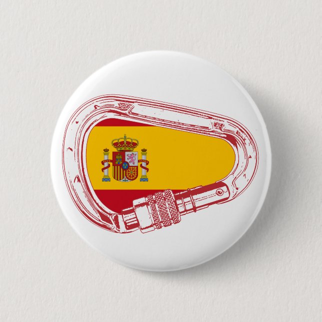 Spain Carabiner Flag 2 Inch Round Button (Front)