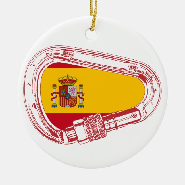 Spain Carabiner Flag Ceramic Ornament (Front)