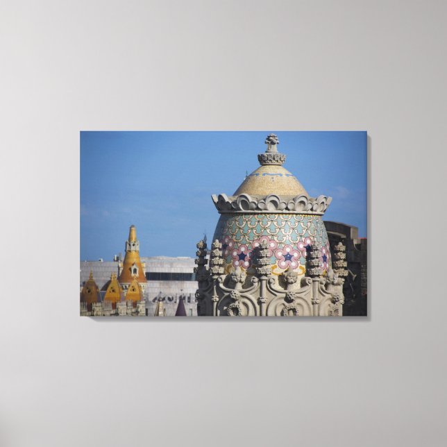 Spain, Catalonia, Barcelona. Barcelona roof top Canvas Print (Front)