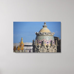 Spain, Catalonia, Barcelona. Barcelona roof top Canvas Print