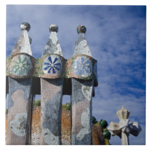 Spain, Catalonia, Barcelona. Casa Batllo (1906). 2 Tile