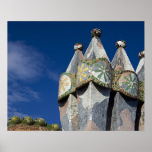 Spain, Catalonia, Barcelona. Casa Batllo (1906). Poster