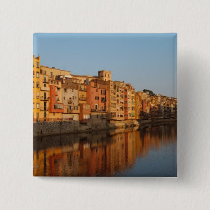 Spain. Catalonia. Gerona. Houses on the Onyar 2 Inch Square Button